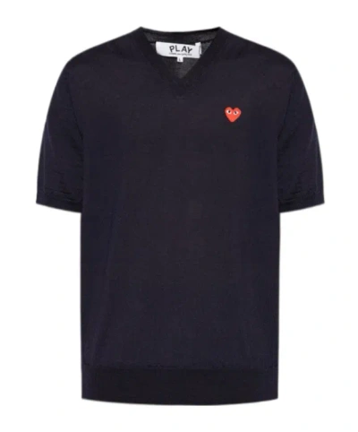 Comme Des Garçons Play Short-sleeved T-shirt In Blue