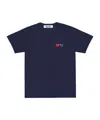 Comme Des Garçons Play Double Heart Patch Cotton Jersey T-shirt In Blue