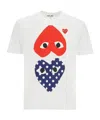 Comme Des Garçons Play Polka-dot And Red Heart-to-heart Graphic Tee In White