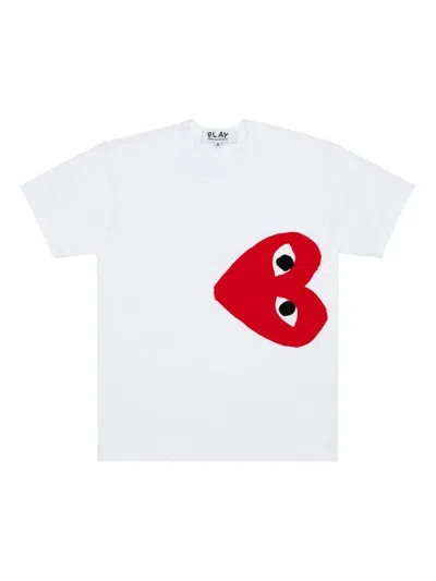 Comme Des Garçons Play Side Heart Logo T-shirt In White