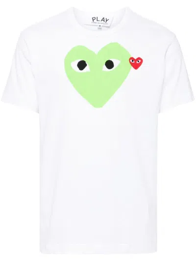 Comme Des Garçons Play Signature Heart Motif Cotton T-shirt In Green