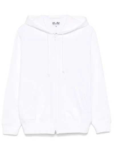 Comme Des Garçons Play Signature Heart-patch Hoodie In White