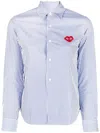 Comme Des Garçons Play Signature Heart-patch Shirt In Blue