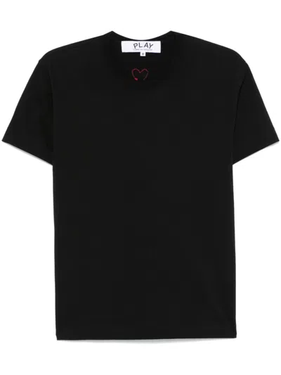 Comme Des Garçons Play Signature Heart-patch T-shirt In Black