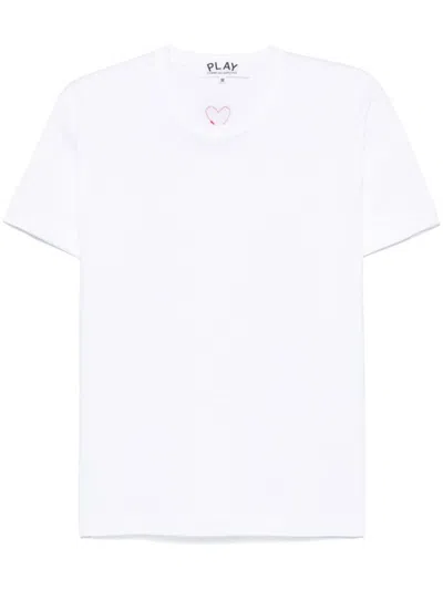 Comme Des Garçons Play Signature Heart-patch T-shirt In White