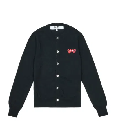 Comme Des Garçons Play Single-breasted Cardigan Sweater In Black
