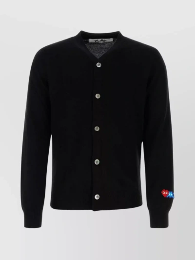 COMME DES GARÇONS PLAY SLEEVE EMBROIDERED WOOL CARDIGAN