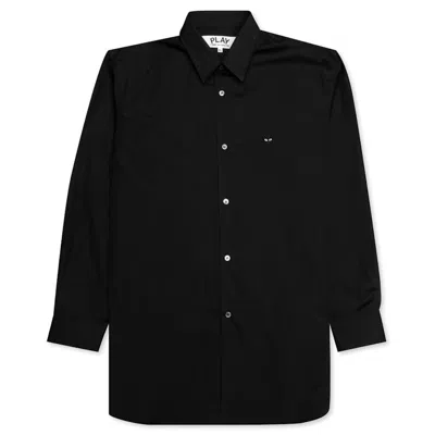 Pre-owned Comme Des Garçons Play Small Emblem Button Up Shirt In Black