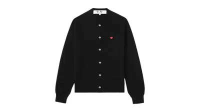 Pre-owned Comme Des Garçons Play Small Emblem Cardigan Sweater In Black