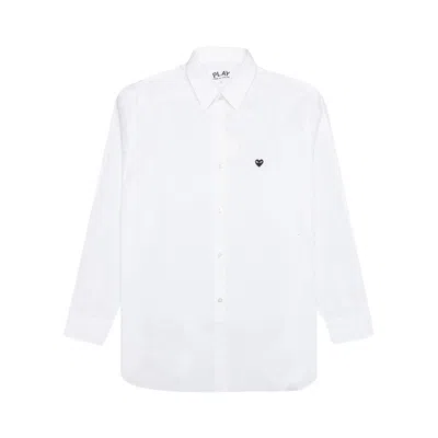 Pre-owned Comme Des Garçons Play Small Heart Button Down 'white'