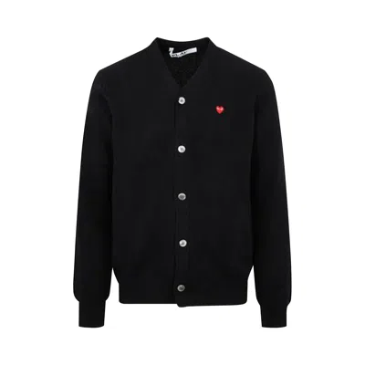 Pre-owned Comme Des Garçons Play Small Heart Cardigan 'black'