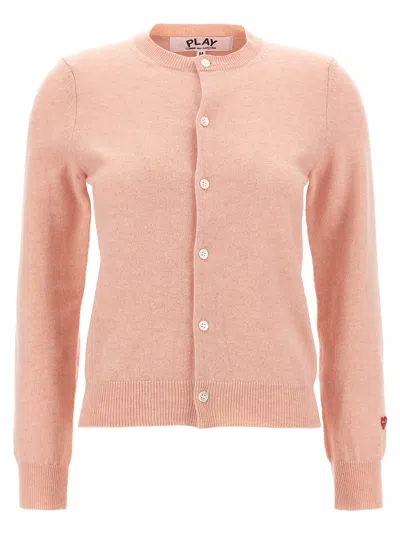 Comme Des Garçons Play Small Heart Cardigan In Pink
