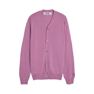 Pre-owned Comme Des Garçons Play Small Heart Cardigan 'purple'