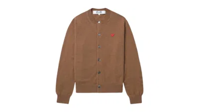 Pre-owned Comme Des Garçons Play Small Heart Emblem Cardigan Sweater In Brown