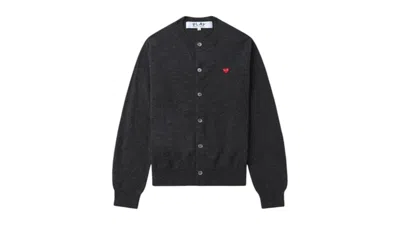 Pre-owned Comme Des Garçons Play Small Heart Emblem Cardigan Sweater In Grey