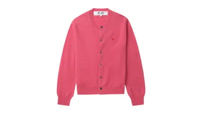 Pre-owned Comme Des Garçons Play Small Heart Emblem Cardigan Sweater In Pink