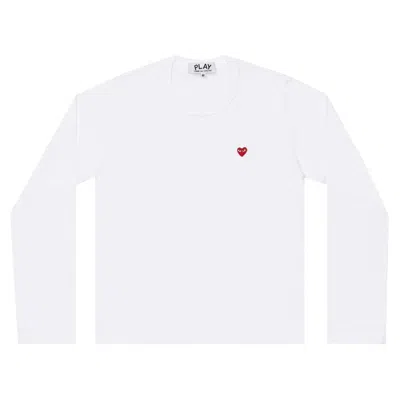 Pre-owned Comme Des Garçons Play Small Heart Long-sleeve T-shirt 'white' | Men's Size M