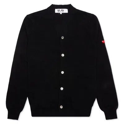 Pre-owned Comme Des Garçons Play Small Heart On Sleeve Cardigan Sweater In Black