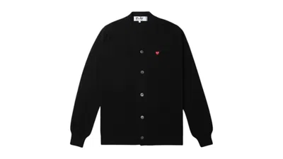 Pre-owned Comme Des Garçons Play Small Heart Patch Cardigan Sweater In Black