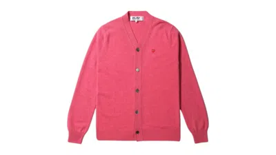 Pre-owned Comme Des Garçons Play Small Heart Patch Cardigan Sweater In Pink