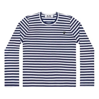 Comme Des Garçons Play Comme Des Garcons Play Small Logo Stripe Long Sleeves Tee 'blue White