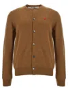 Comme Des Garçons Play Small Red Emblem Sweater, Cardigans Brown In Brown