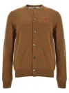 Comme Des Garçons Play Small Red Emblem Sweater, Cardigans Brown In Brown