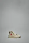 Comme Des Garçons Play Kids Beige Converse Edition Chuck 70 High Top Sneakers In White