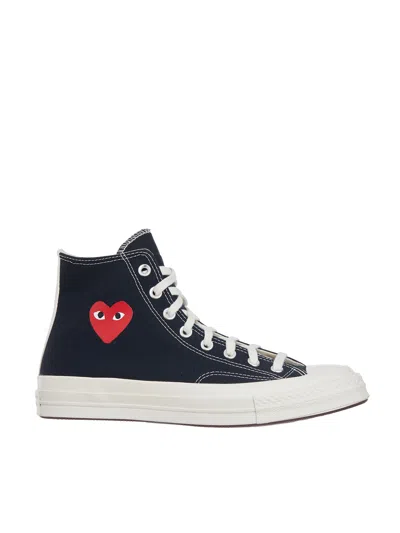 Comme Des Garçons Play Logo High-top Casual Shoes In Animal Print