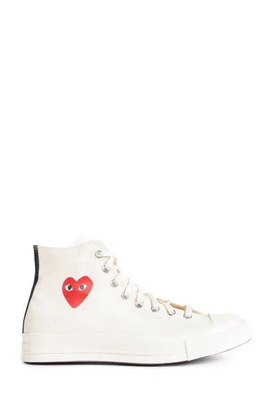 Comme Des Garçons Play Small Red Heart Hi Top Sneakers In White