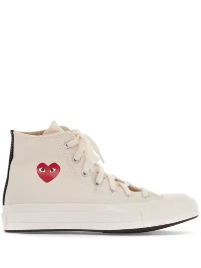 Comme Des Garçons Play Small Red Heart High Top Sneakers "chuck Taylor 70" Shoes In Nude