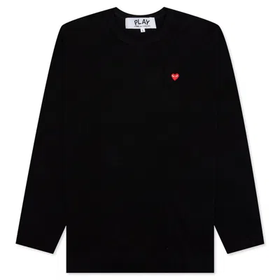 Pre-owned Comme Des Garçons Play Small Red Heart Long Sleeve T-shirt In Black
