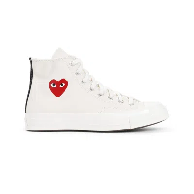 Comme Des Garçons Play High Top Canvas Sneakers In White