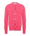 Comme Des Garçons Play Solid Color Wool Cardigan In Multi