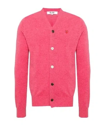 Comme Des Garçons Play Solid Color Wool Cardigan In Multi