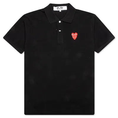 Pre-owned Comme Des Garçons Play Stacked Heart Polo Shirt In Black