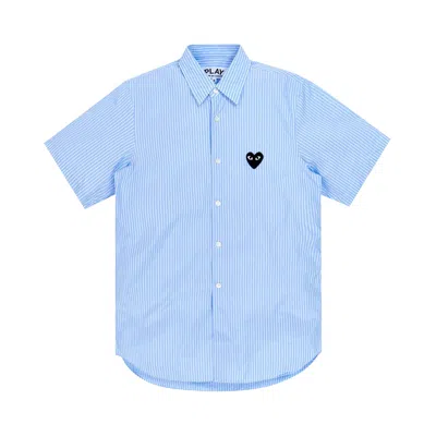 Pre-owned Comme Des Garçons Play Strip Short-sleeve B/d/f Shirt 'blue' | Men's Size M