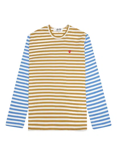 Comme Des Garçons Play Stripe Long-sleeve T-shirt In Yellow