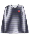 Comme Des Garçons Play Stripe T-shirt In 白色