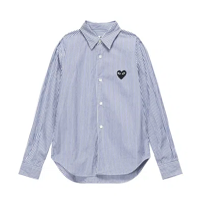 Pre-owned Comme Des Garçons Play Stripe Woven Shirt 'blue'