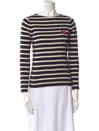 Pre-owned Comme Des Garçons Play Striped Bateau Neckline Sweater In Blue