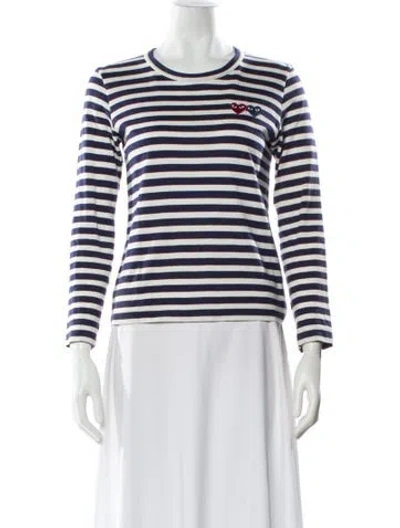 Pre-owned Comme Des Garçons Play Striped Crew Neck Top In Blue