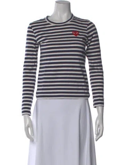 Pre-owned Comme Des Garçons Play Striped Crew Neck Top In Blue