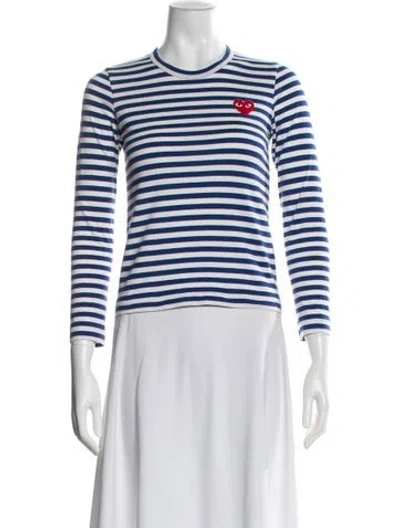 Pre-owned Comme Des Garçons Play Striped Crew Neck Top In Blue