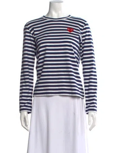 Pre-owned Comme Des Garçons Play Striped Crew Neck T-shirt In Black