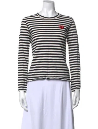 Pre-owned Comme Des Garçons Play Striped Crew Neck T-shirt In Black