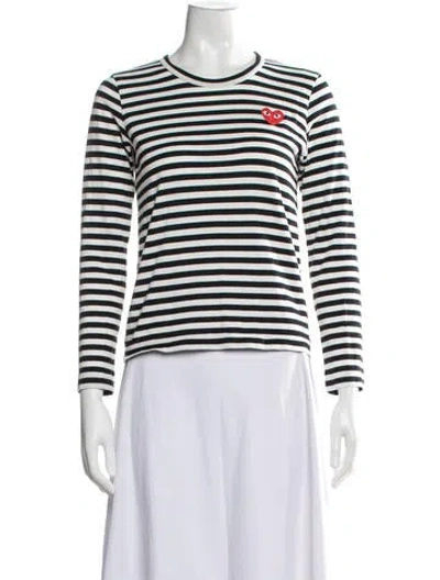 Pre-owned Comme Des Garçons Play Striped Crew Neck T-shirt In Black/red/white