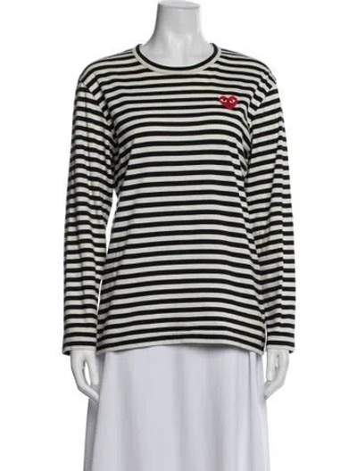Pre-owned Comme Des Garçons Play Striped Crew Neck T-shirt In Black/white