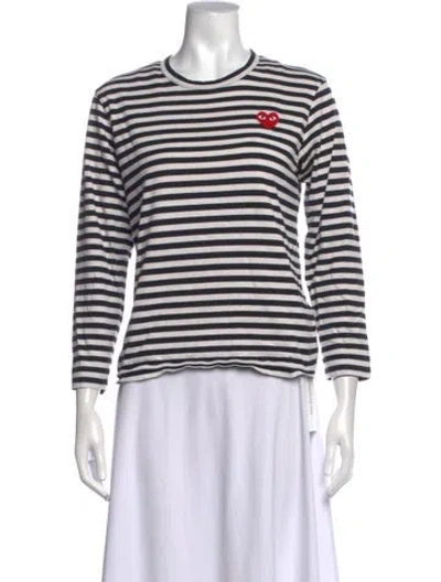 Pre-owned Comme Des Garçons Play Striped Crew Neck T-shirt In Black/white