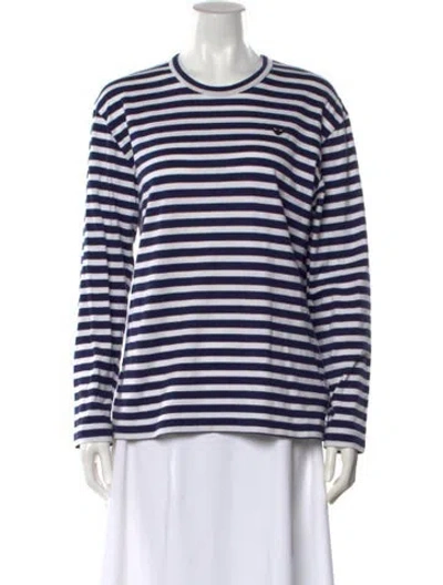 Pre-owned Comme Des Garçons Play Striped Crew Neck T-shirt In Blue